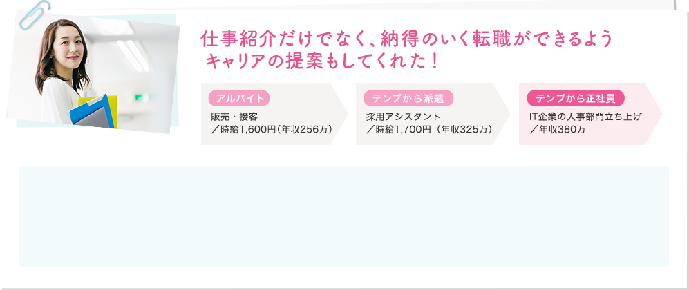 キャリアだけでなく、私の強みを活かせる仕事を紹介してくれた!