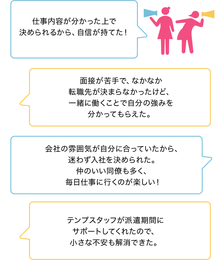 紹介予定派遣で社員になった人たちの声
